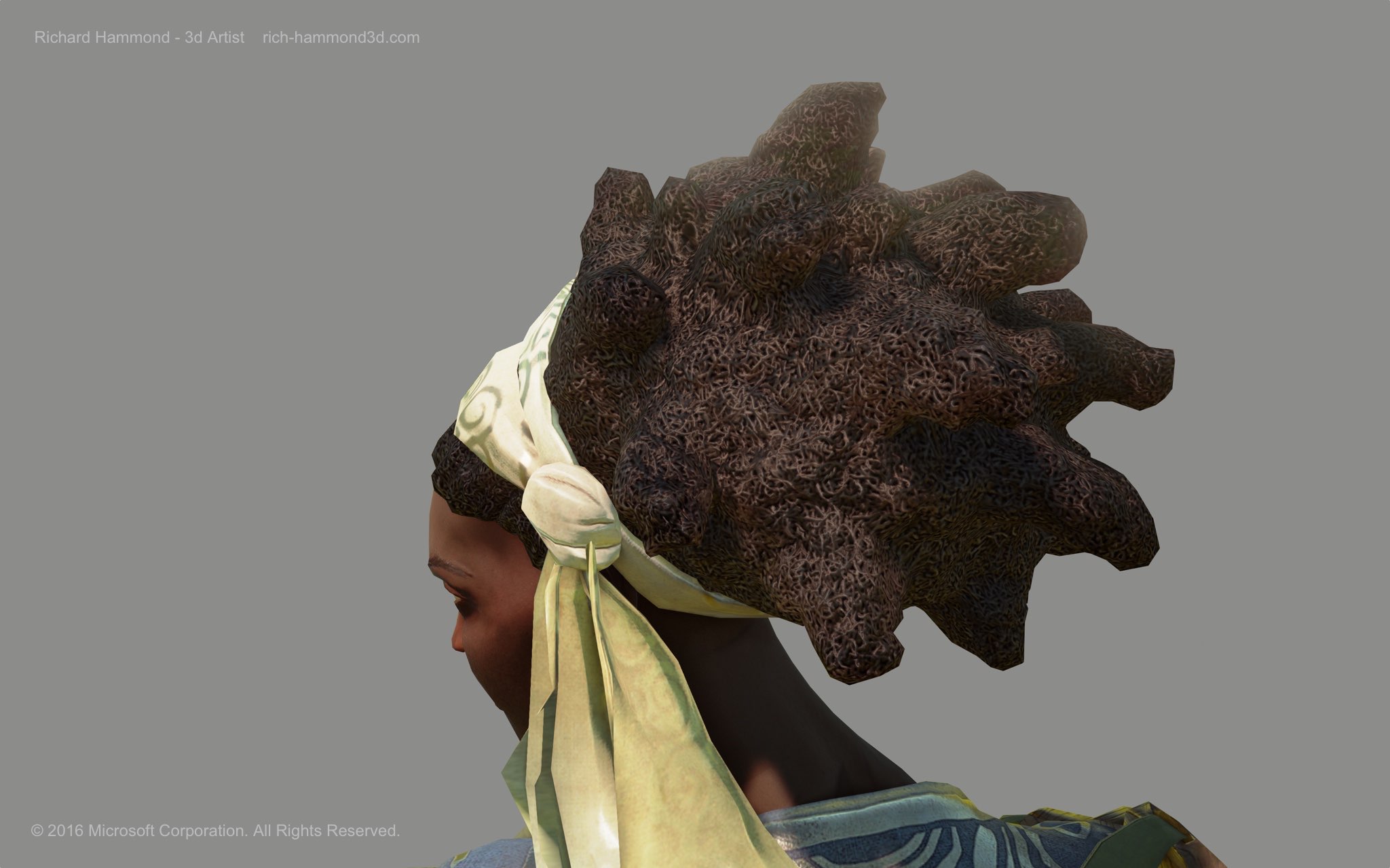 Creating afro hair in the visual style of the game required a seperate approach.