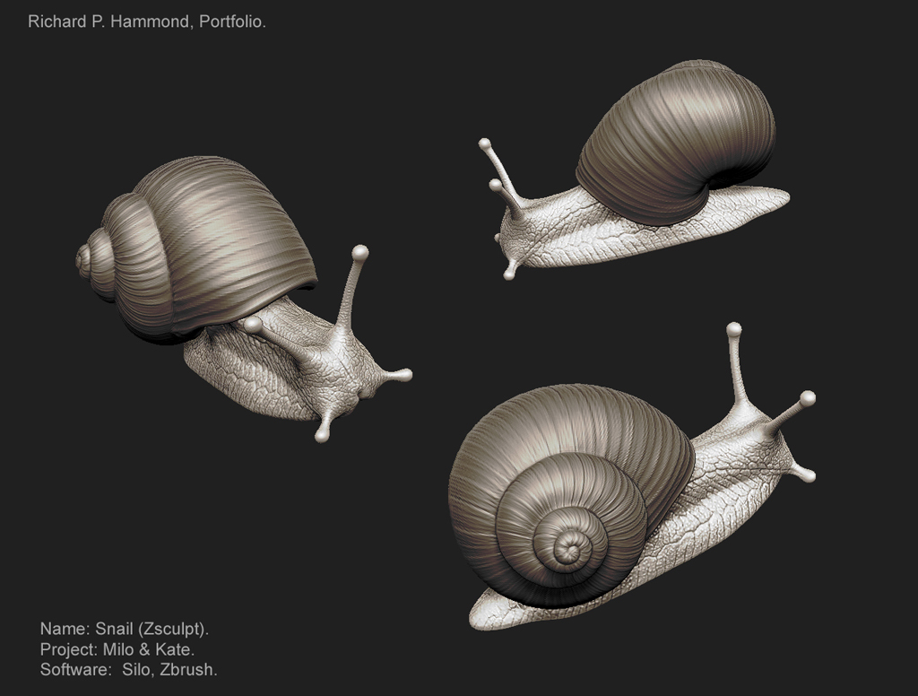 Zbrush model of a snail.