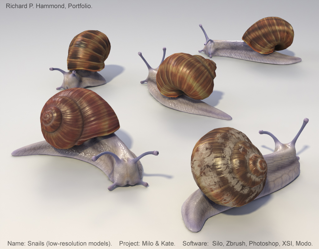 A render of the snail game assets.