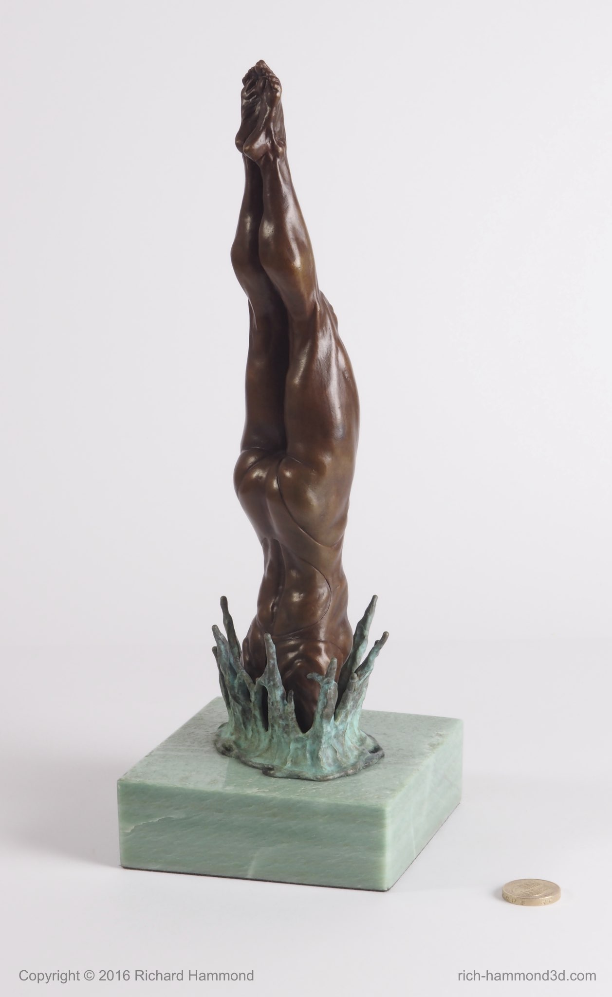 My execution was influenced by 'The Bathers' by Camille Claudel. I admired her combination of green stone with bronze.